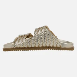 Sandalias de piel trenzada con hebillas joya