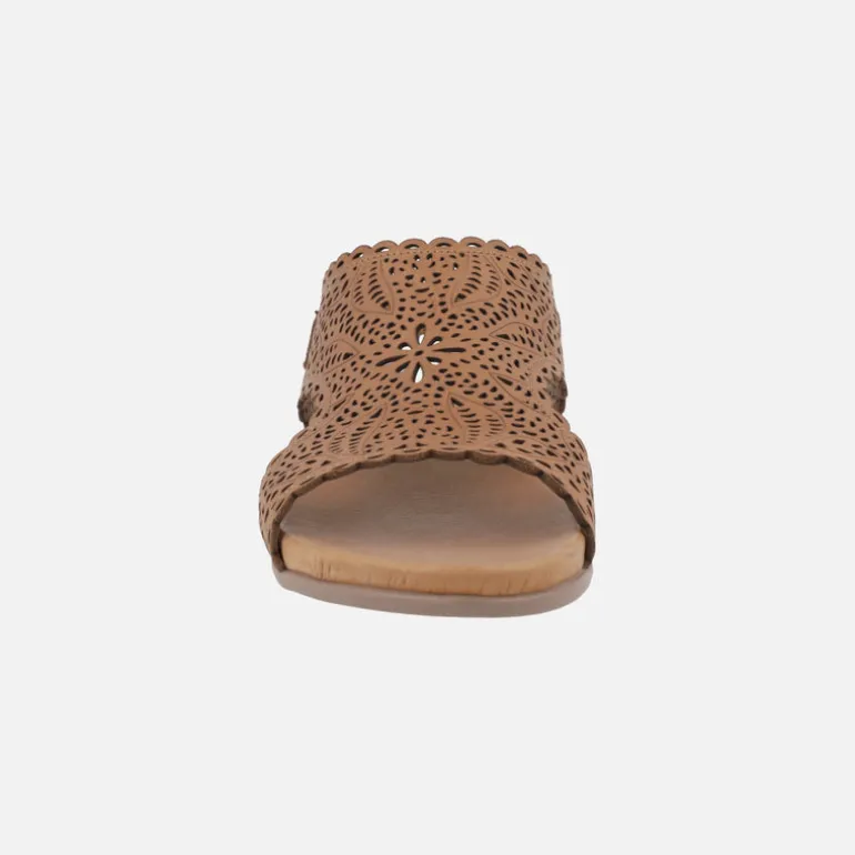 Sandalias de piel troqueladas con tira al talón