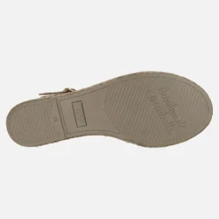 Sandalias de piel troqueladas con piso de esparto