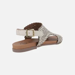 Sandalias de piel troqueladas con tira al talón