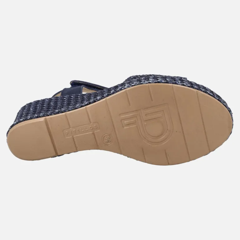 Sandalias de piel y rafia con cierre de velcro