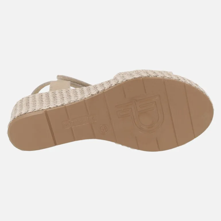 Sandalias de piel y rafia con cierre de velcro