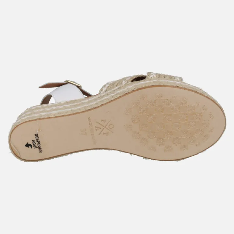 Sandalias de piel y rafia con cuña y plataforma Benijo Salem