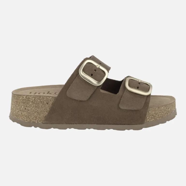 Sandalias de plataforma en piel serraje con hebillas Wiwi 003