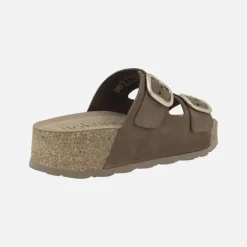 Sandalias de plataforma en piel serraje con hebillas Wiwi 003