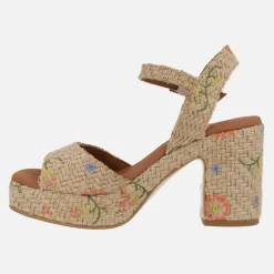 Sandalias de rafia con tacón y plataforma Marsella Flores