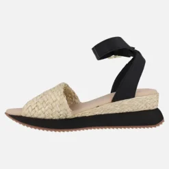 Sandalias de rafia en combinado beige y negro Mehama