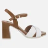 Sandalias de tacón alto en combinado blanco y cuero