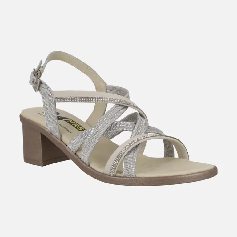 Sandalias de tacón con tiras multi material