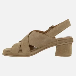 Sandalias de tacón Sena con tiras cruzadas en serraje marrón