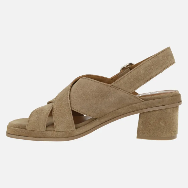 Sandalias de tacón Sena con tiras cruzadas en serraje marrón