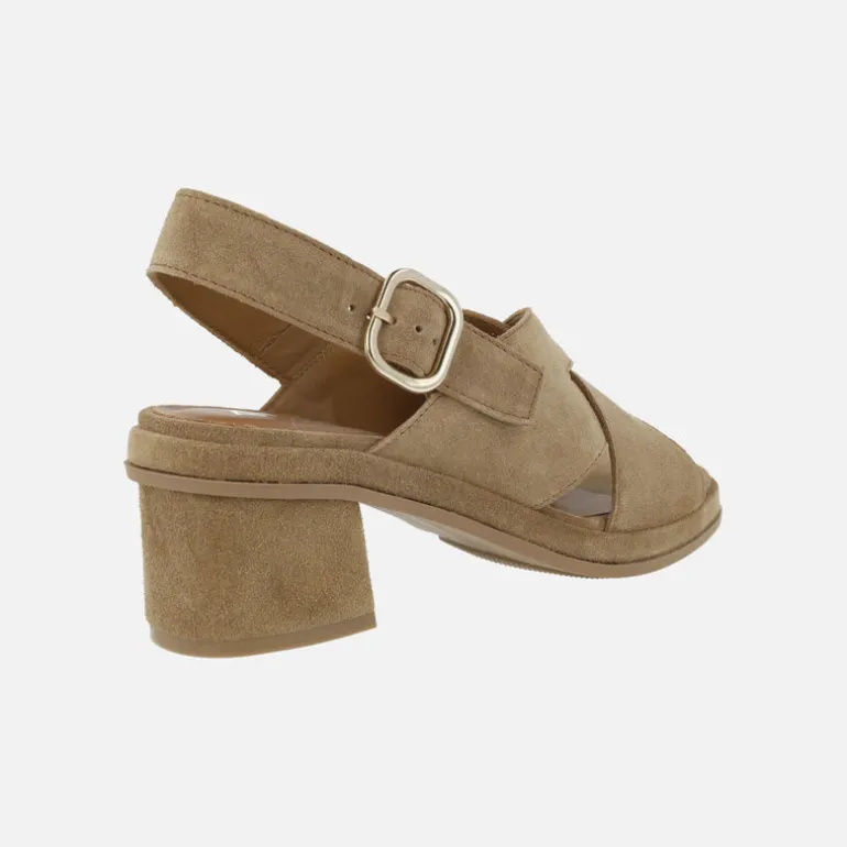 Sandalias de tacón Sena con tiras cruzadas en serraje marrón