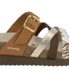 Sandalias de tiras combinadas en tonos tierra Huleda