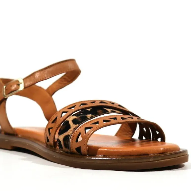Sandalias de tiras con animal print para mujer