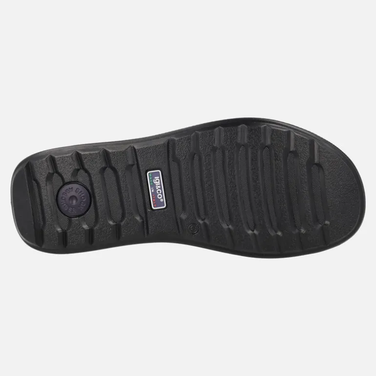 Sandalias de tiras con cierre de velcro en combinado negro y oro