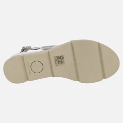 Sandalias de tiras cruzadas en piel y tejido rejilla
