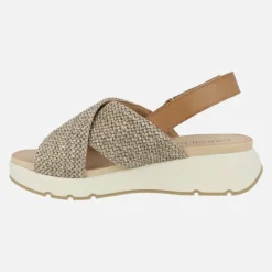 Sandalias de tiras cruzadas efecto rafia con cierre de velcro