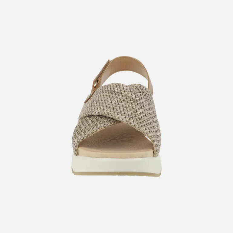 Sandalias de tiras cruzadas efecto rafia con cierre de velcro