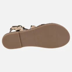 Sandalias de tiras en animal print leopardo con remaches dorados