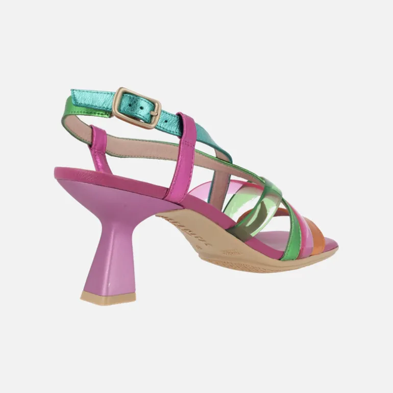 Sandalias de tiras en combinado de piel y vinilo Hispanitas