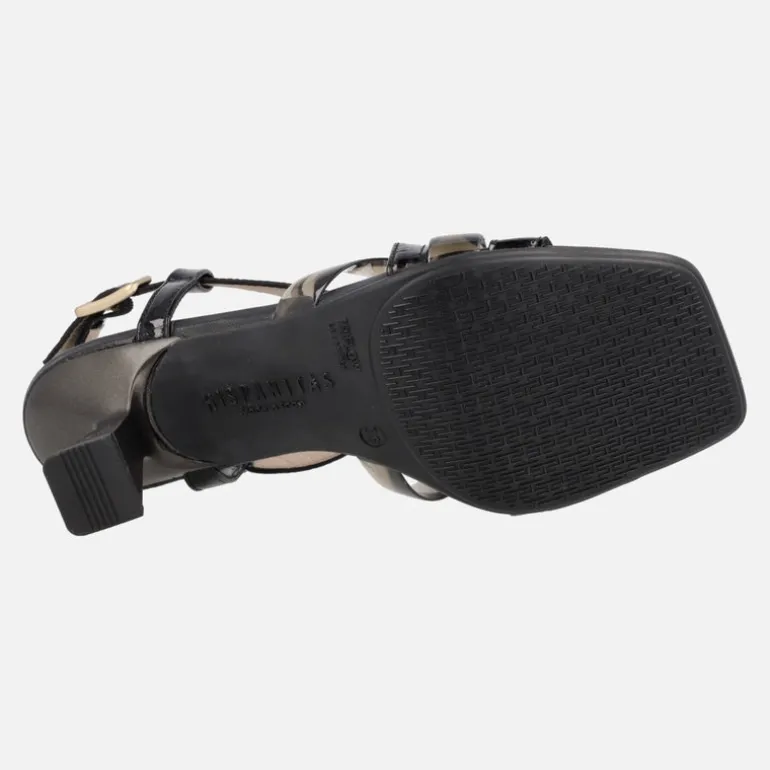 Sandalias de tiras en combinado de piel y vinilo Hispanitas