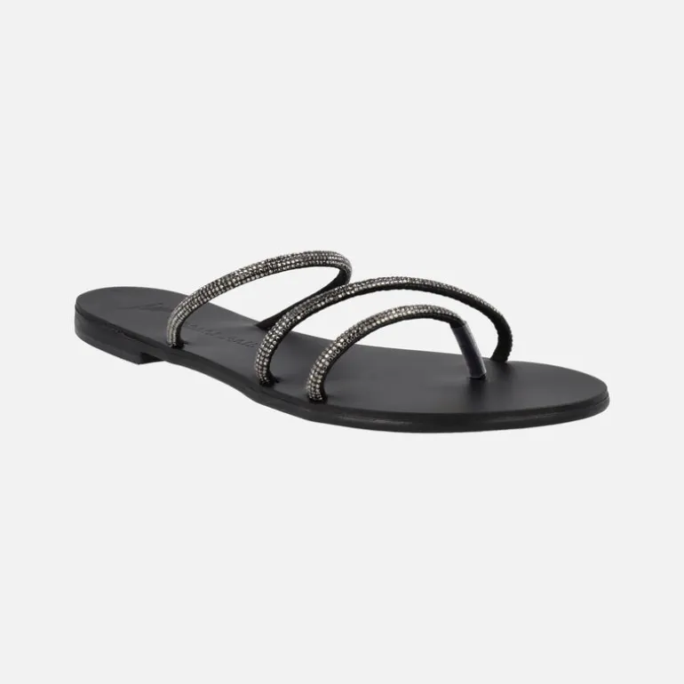 Sandalias de tiras en negro con strass 27-TC de Nicolas Lainas