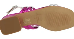 Sandalias de tiras en pieles metalizadas con tacón ancho
