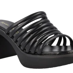 Sandalias de tiras negras de piel y plataforma Gina