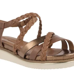 Sandalias de tiras para mujer en combinado marron