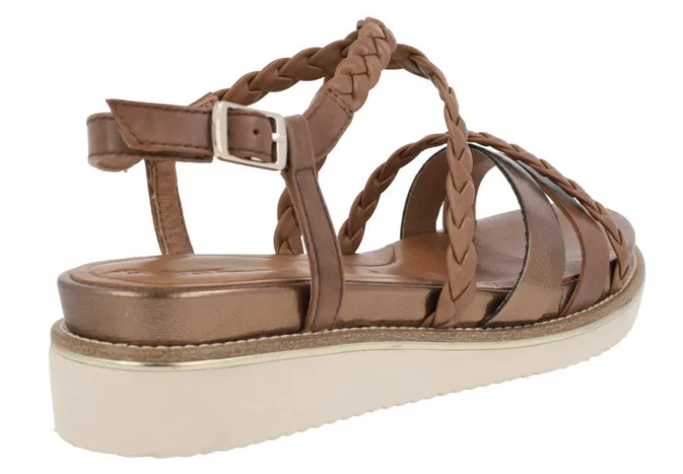 Sandalias de tiras para mujer en combinado marron