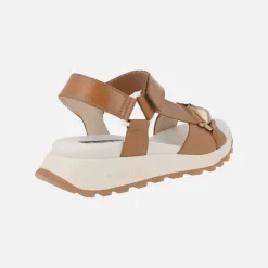 Sandalias deportivas en piel cuero con cierre de velcro Maui