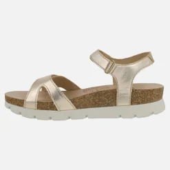 Sandalias en piel metalizada oro con cierre de velcro Sulia Shine