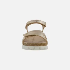 Sandalias en piel metalizada oro con cierre de velcro Sulia Shine