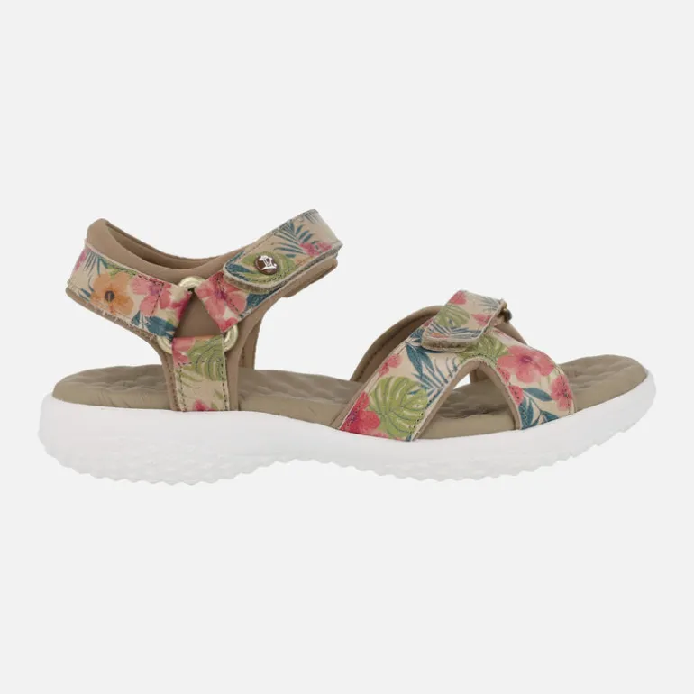 Sandalias estampadas de piel con velcros Noja Tropical