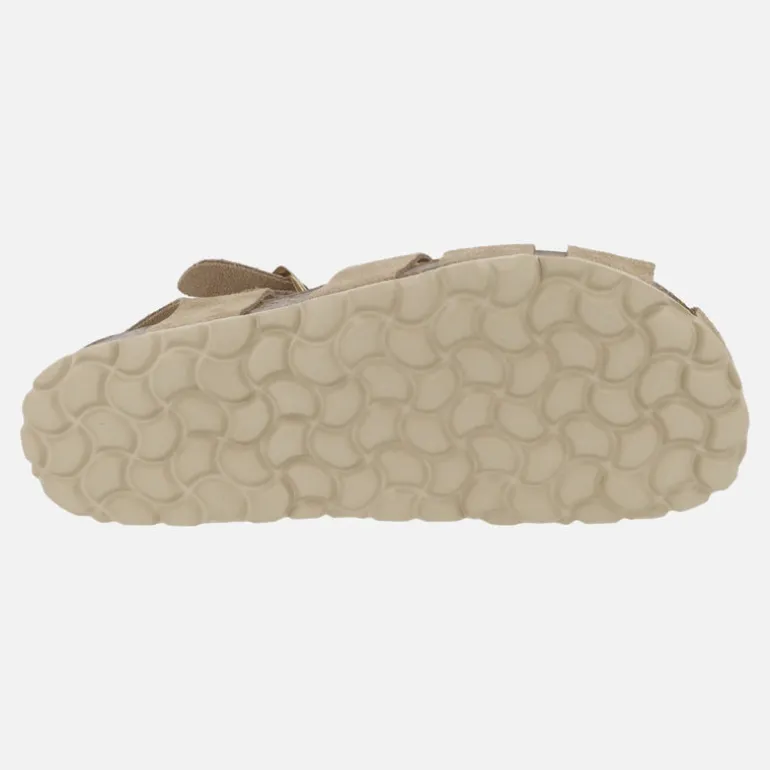 Sandalias estilo cangrejeras bio en serraje taupe