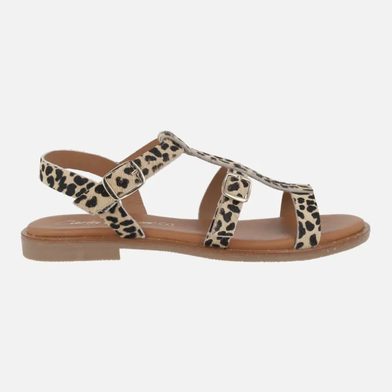 Sandalias estilo romanas en animal print leopardo con hebillas