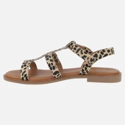 Sandalias estilo romanas en animal print leopardo con hebillas