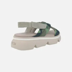 Sandalias Jena verdes en tejido camuflaje con piso volúmen