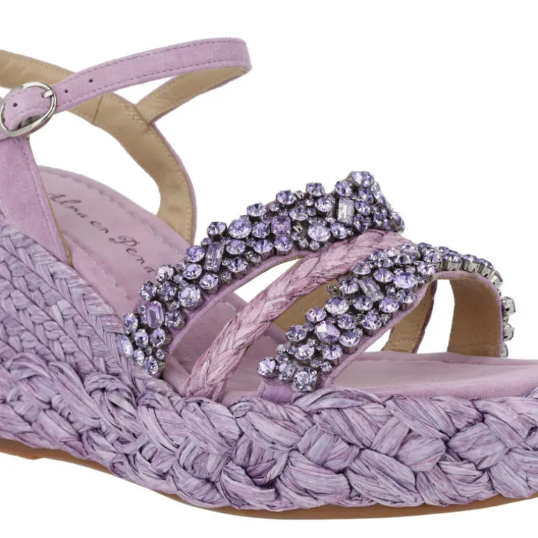 Sandalias joya de rafia con pedrería