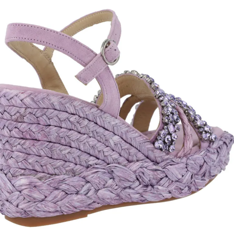 Sandalias joya de rafia con pedrería