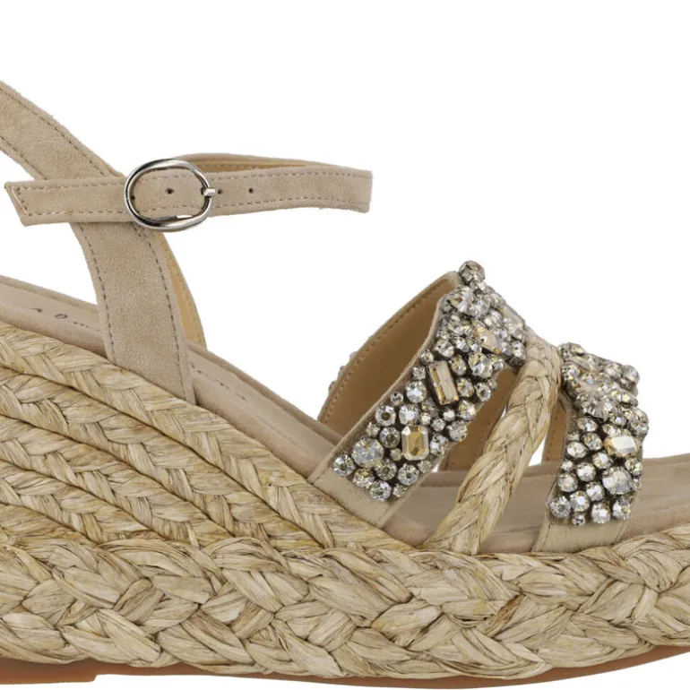 Sandalias joya de rafia con pedrería