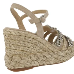 Sandalias joya de rafia con pedrería
