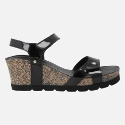 Sandalias Julia en charol negro con cierre de velcros