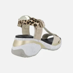 Sandalias multi material con detalles en leopardo y cierre de velcro