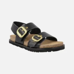 Sandalias negras con hebillas doradas y tira al talón Bolus 252