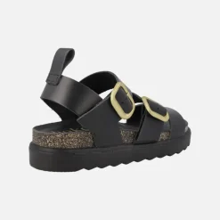 Sandalias negras con hebillas doradas Tunez 127