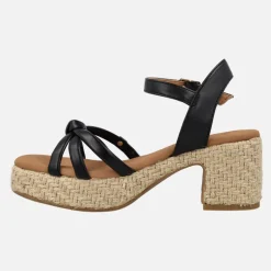 Sandalias negras con tacón y plataforma de yute Tyrol Manchester