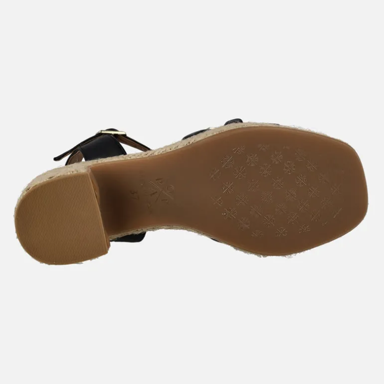 Sandalias negras con tacón y plataforma de yute Tyrol Manchester