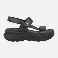 Sandalias negras de piel con plataforma y cierre de velcros Noor