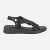 Sandalias negras de piel con tiras entrelazadas y cierre de velcro